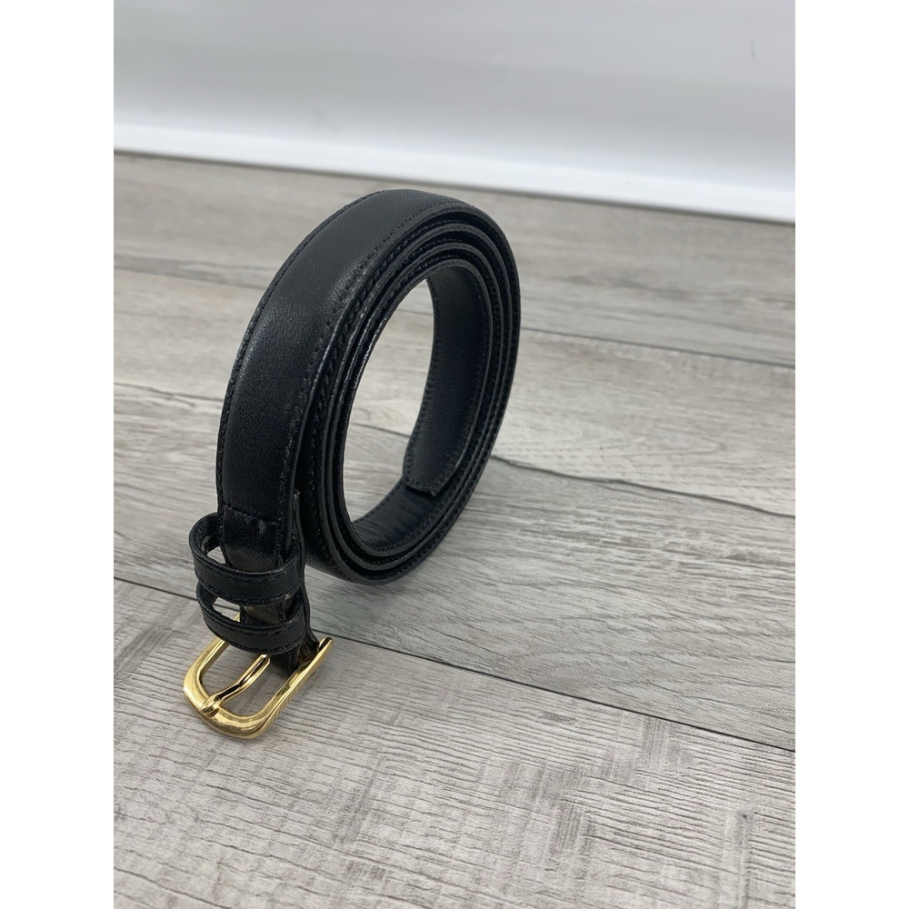 Henry Grethel belt men's 36 black small width‎ full grain leather